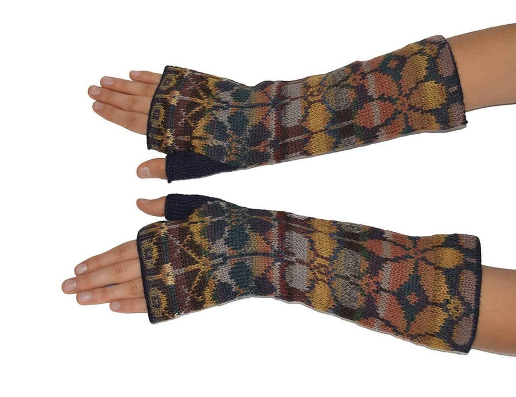 Invisible World EU Fingerless Gloves Autumn Yellow Women's Fingerless Alpaca Gloves