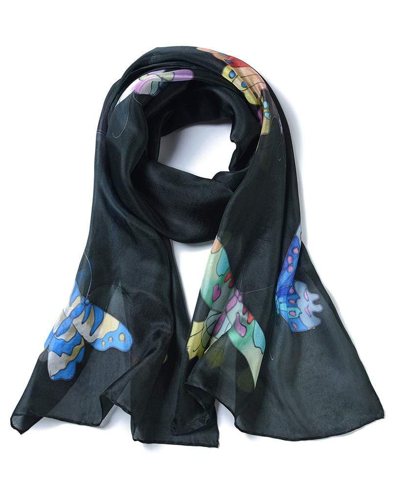 Hand Painted Silk Scarf for Women; Silk neck scarves - Mono Flowers –  Invisible World US