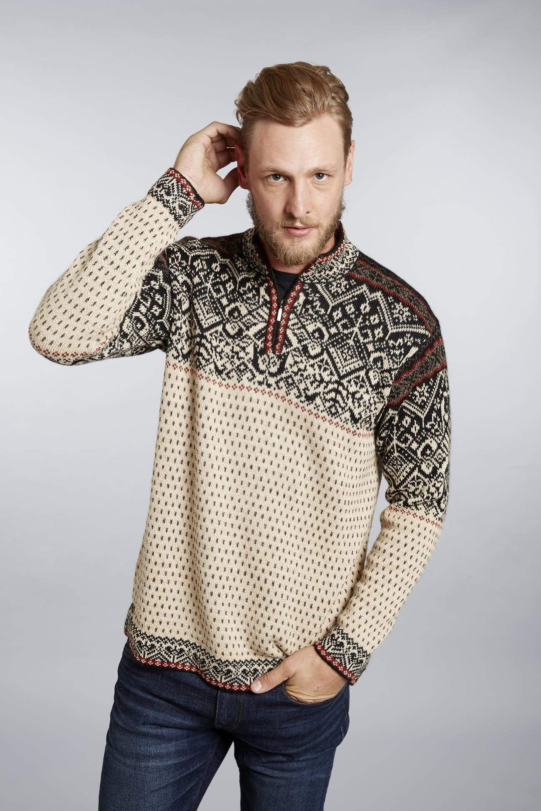 INTI ALPACA Thick Handmade sweater for Men in Blue Alpaca Wool - Winter  Crewneck Pullover - Chunky Knit Sweater