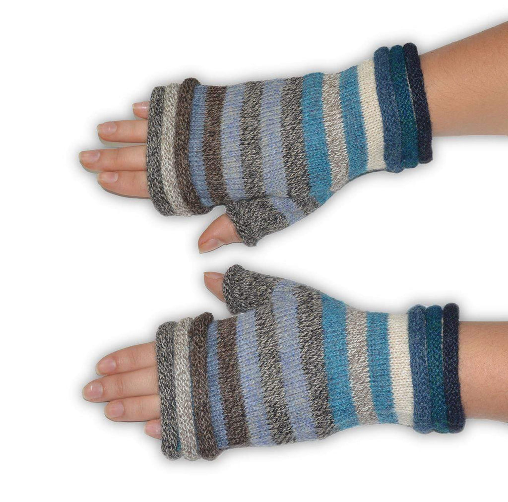 Invisible World EU Fingerless Gloves Striper Women's Fingerless Alpaca Gloves
